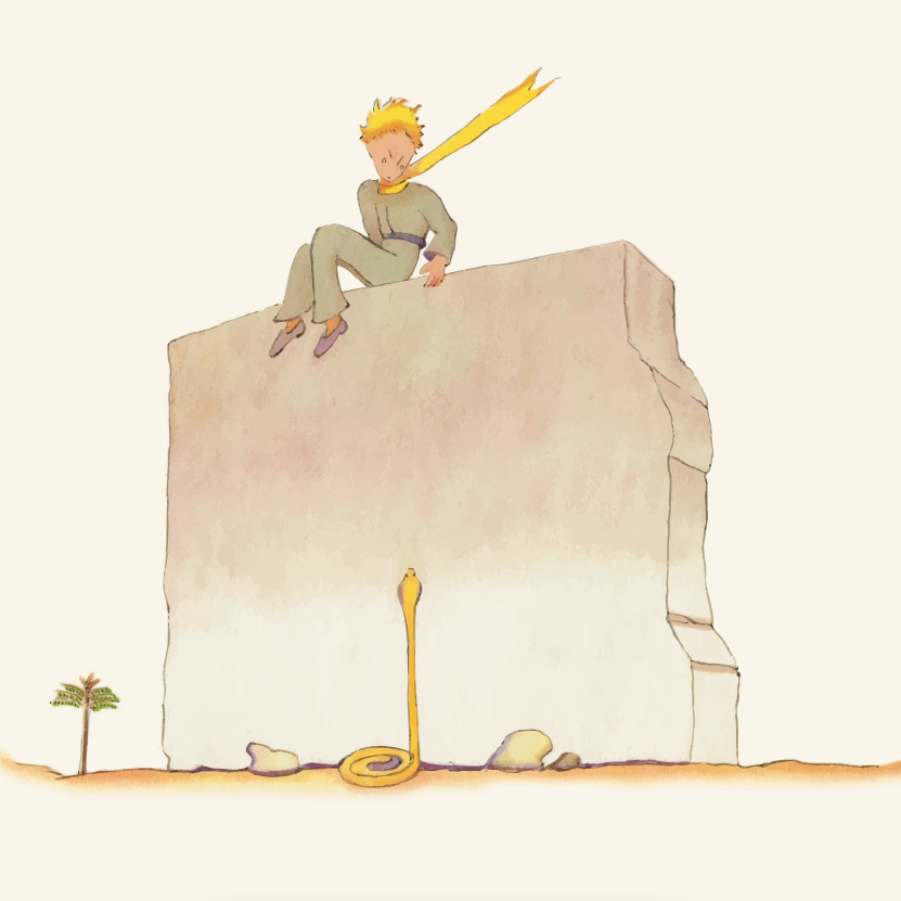 The Little Prince and the Snake at the Wall